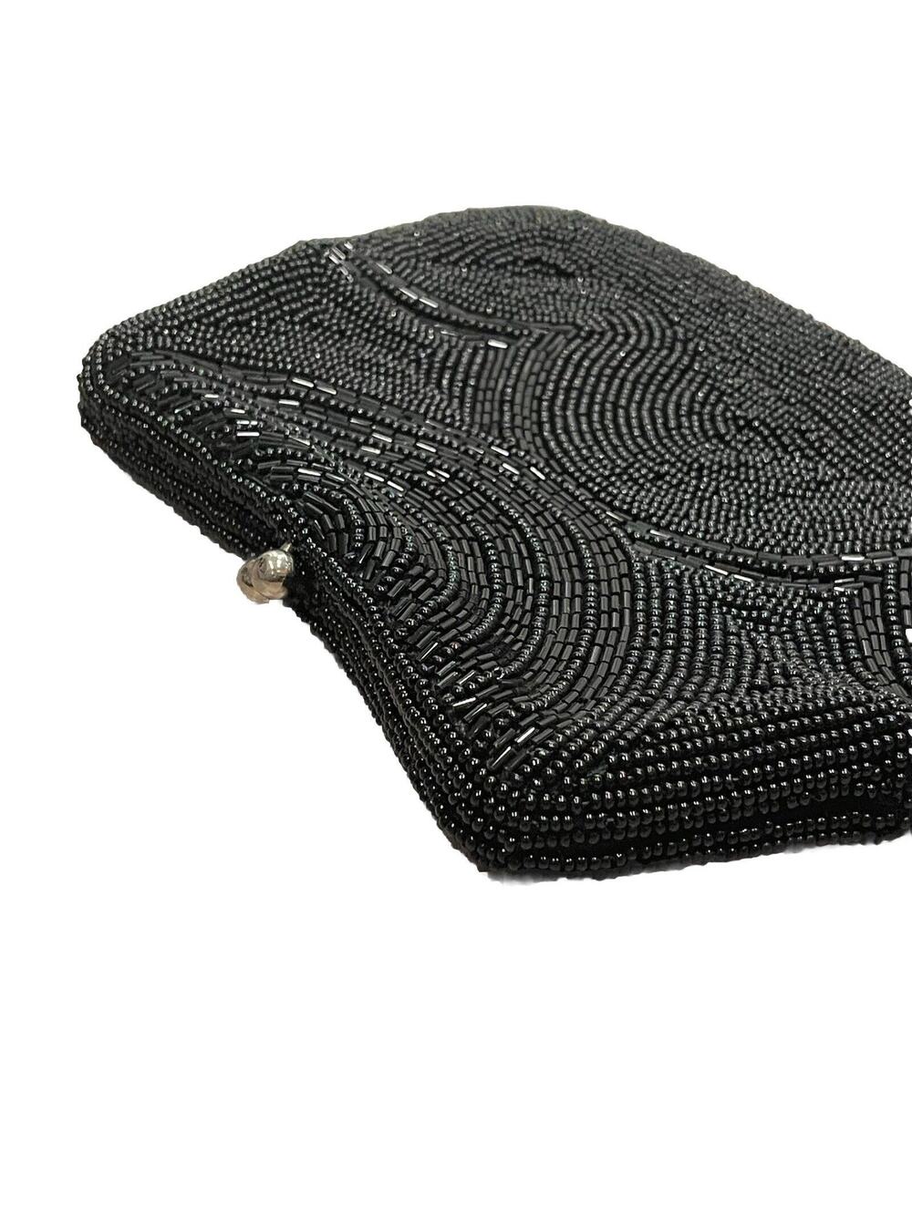 Vintage Womens Clutch Bag Beaded Handbag Wedding Formal Cocktail Party Black